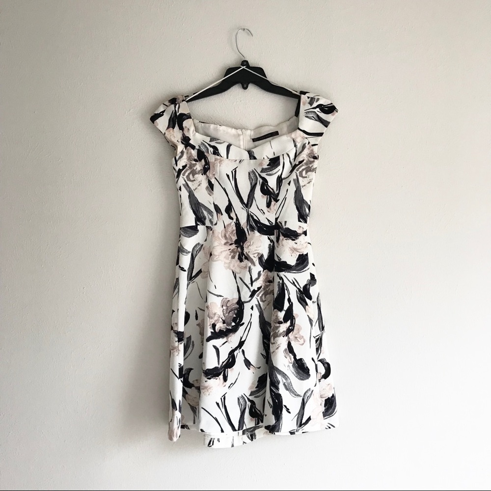 ZARA A line off the shoulder floral dress
